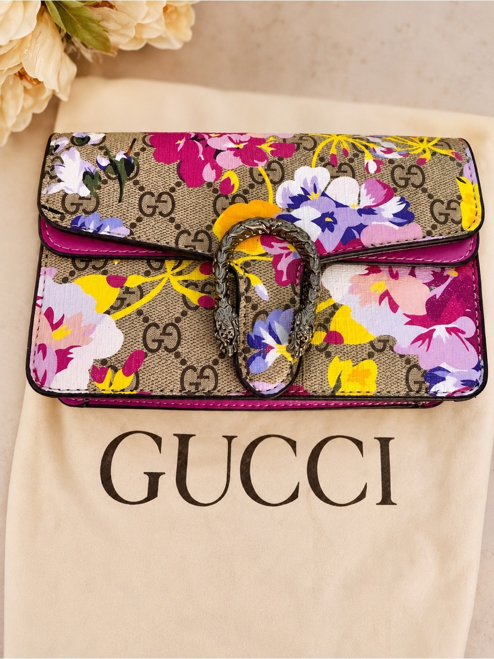 Unlisted Floral Monogram Crossbody Bag - Pink, Yellow, Purple, Blue
